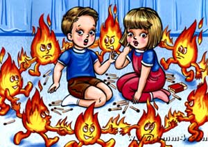 Как научить ребенка правильному поведению при пожаре?